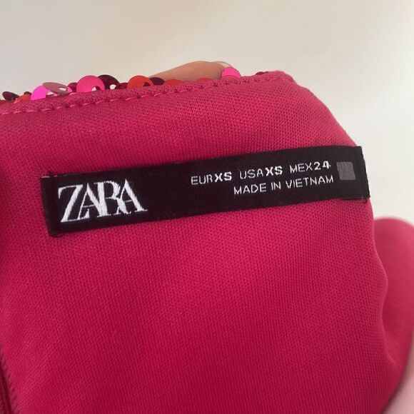 Zara Pink & Red Horizontal Striped Sequin Mini Dress Size XS - Picture 10 of 16